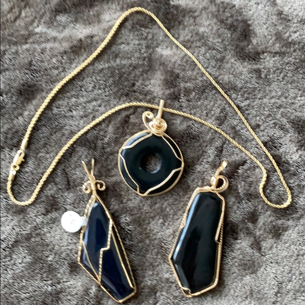 Onyx necklace & Obsidian pendant bundle